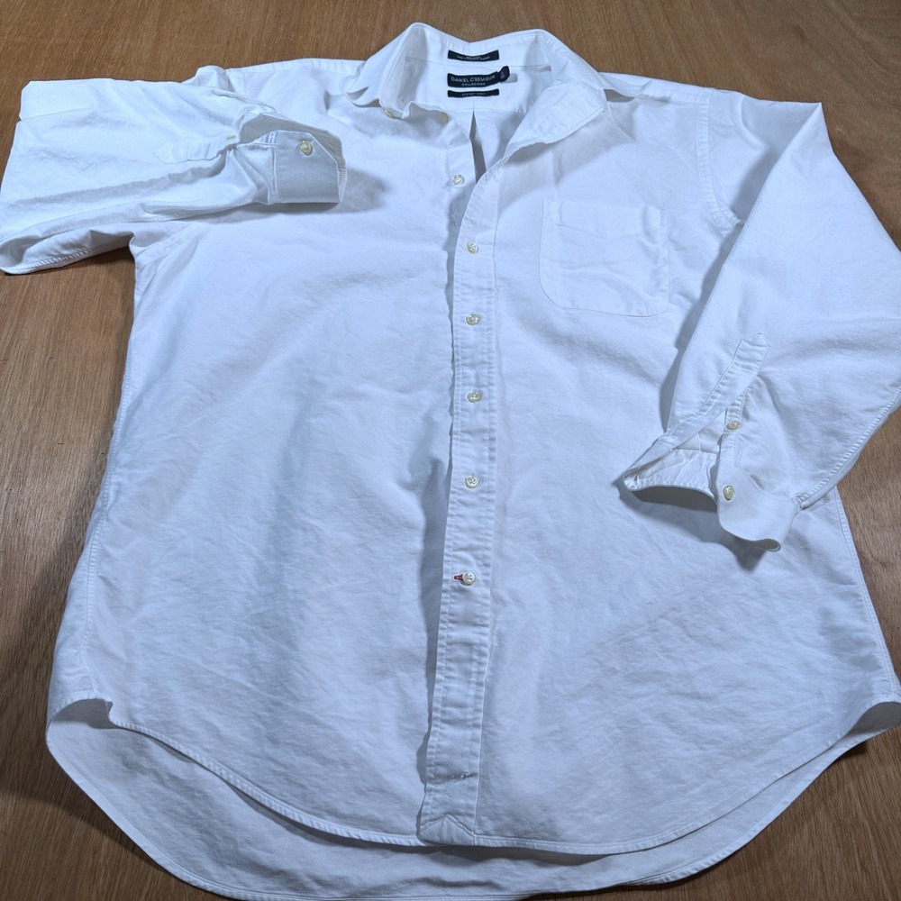 Daniel Cremieux Staney Shirt Mens 17 35 (XL)  White Oxford Cotton Button Down LS